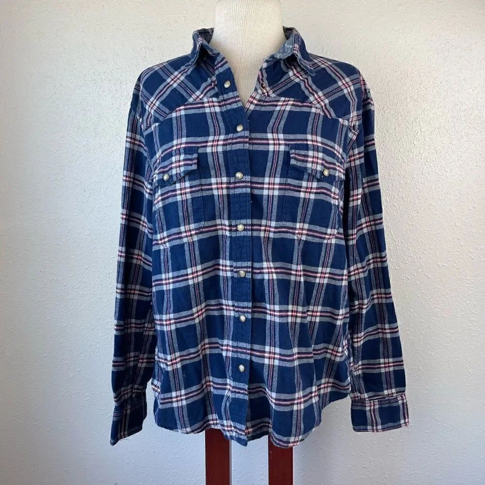 JACHSโGirlfriendโPlaidย ButtonโDownโShirtโSizeโLโEUC